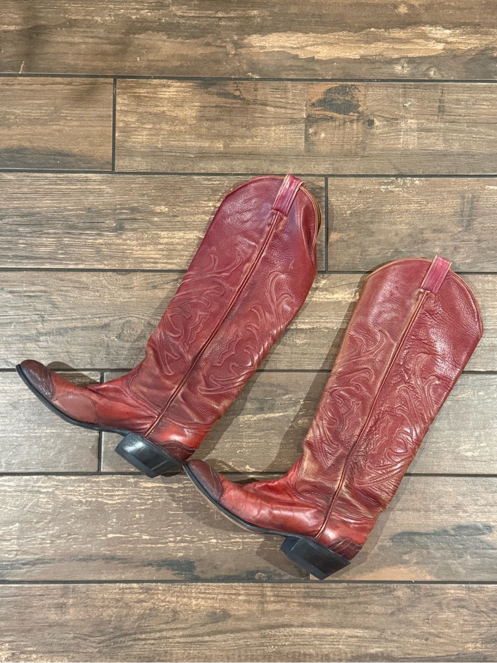 Red Leather Western Cowboy Boots
